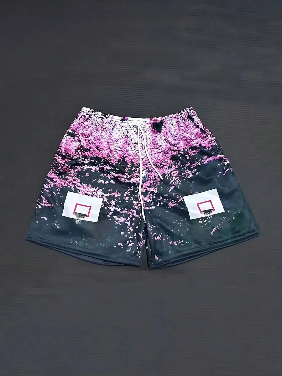 

Mens Floral Print Basketball Hoop Shorts Casual Daily Wear