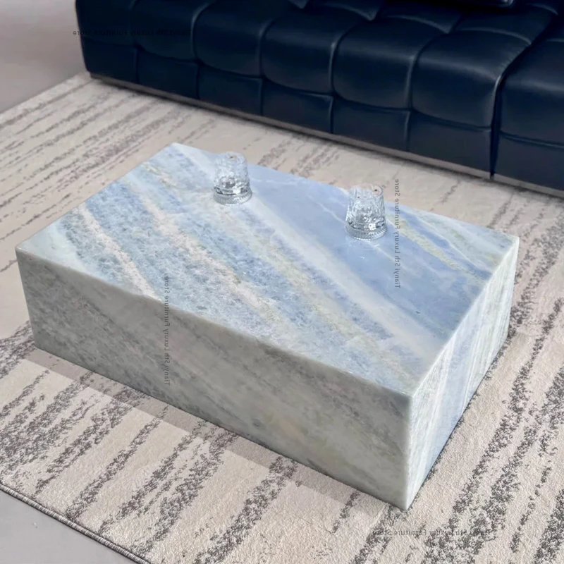 

Современный журнальный столик из натурального мрамора в скандинавском стиле для гостиной, синий, для виллы, дизайнерская мебель FYCT