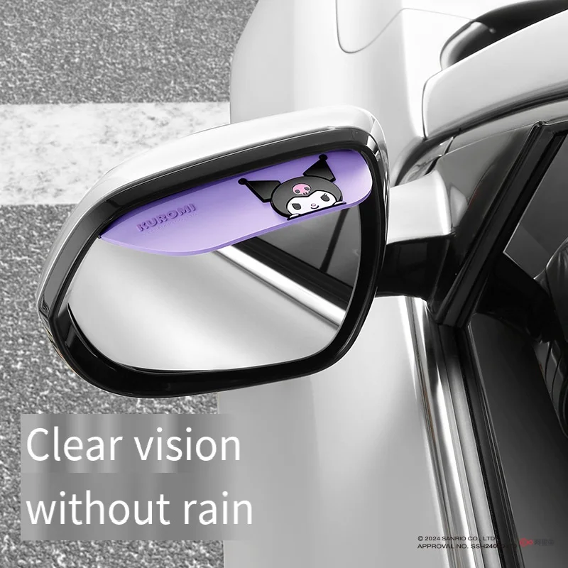 

Sanrio Kurome автомобильное зеркало заднего вида, дождевик, дождевик, дождевик, украшение автомобиля, укрытие от дождя, Clear Vision, мягкий клей, новинка 24