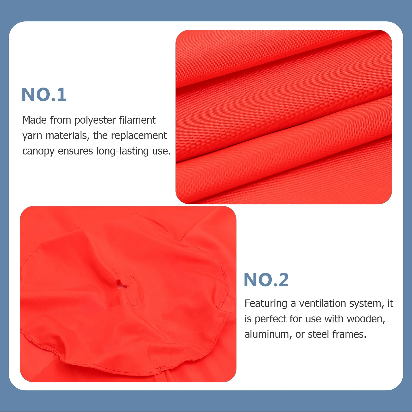 

Patio Umbrella Canopy Replacement Polyester Filament Yarn Sun Resistant Rainproof Outdoor Umbrella Cloth Replacement for Garden