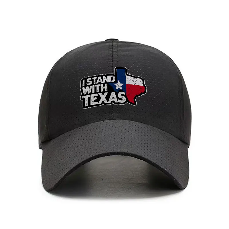 I Stand With Texas Quick Dry Printed Baseball Cap Adjustable Breathable Sun Hat