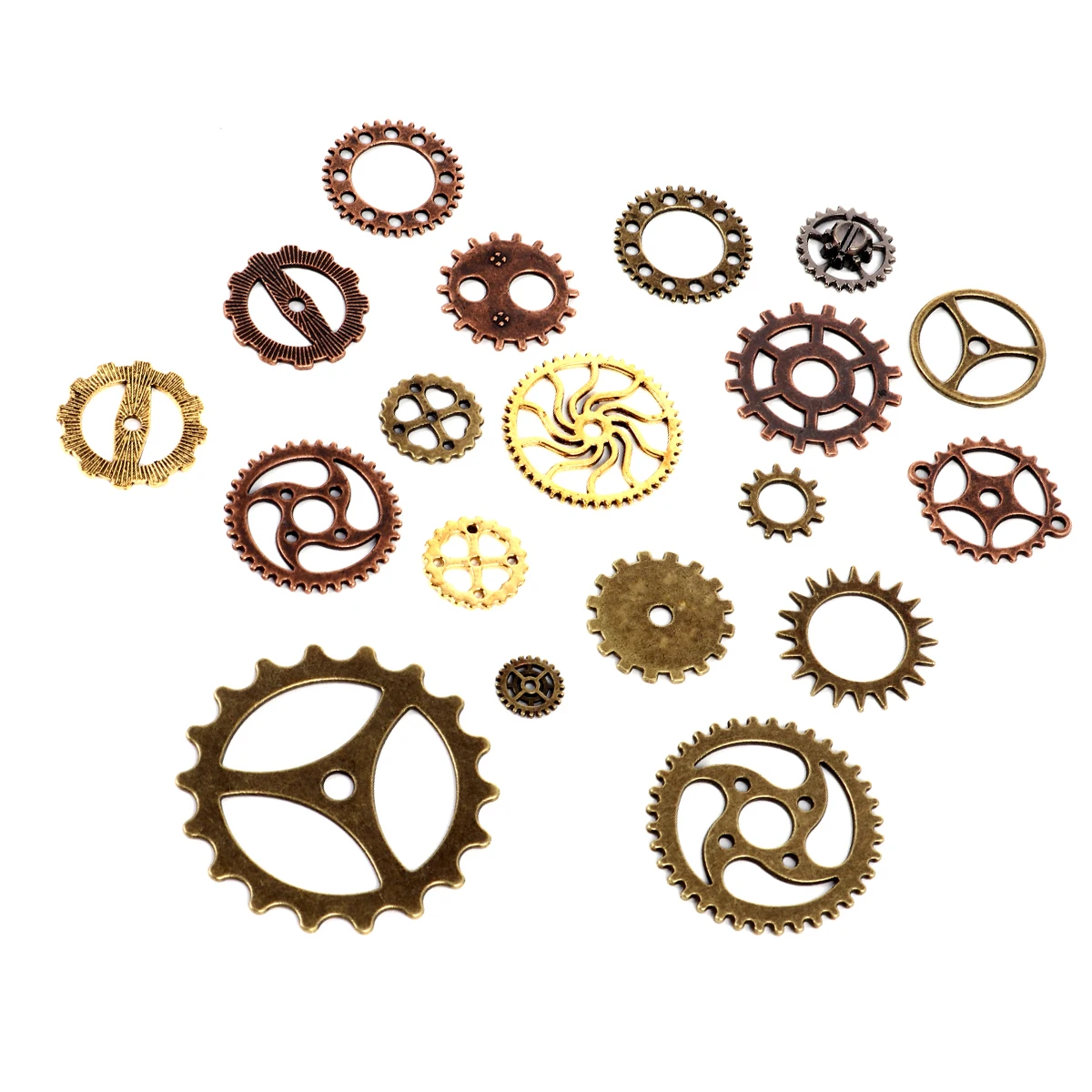 

100pcs Retro Gear Accessories Durable Metal Mixed Color for Necklace Pendants Wedding Decor Scrapbooking Jewelry Charms