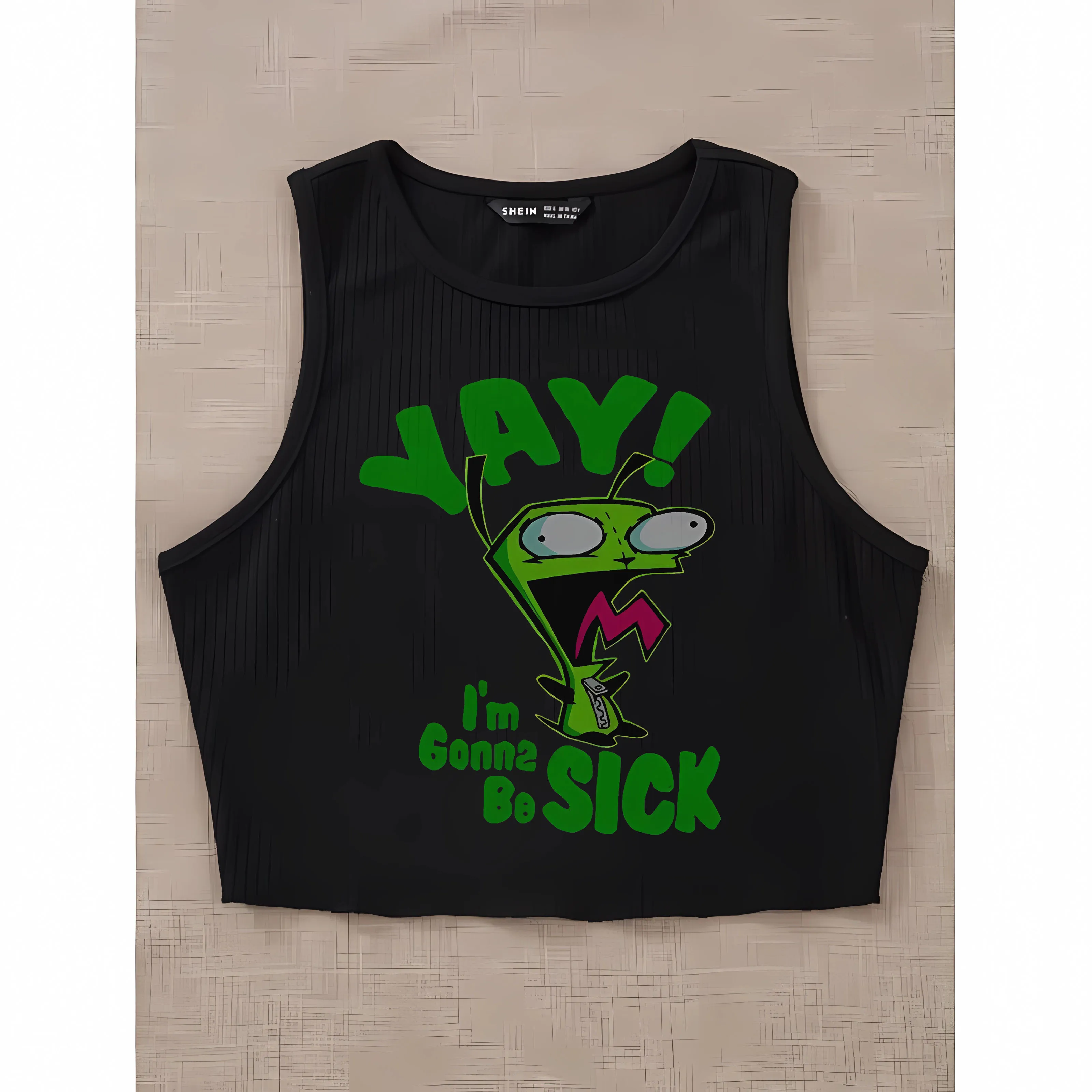 Vintage Women\'s Y2K Clothing Gothic Emo Girl Cut Top Street Wear Punk Elf Print Aesthetic Cute Garbage Crop Top T-shirt