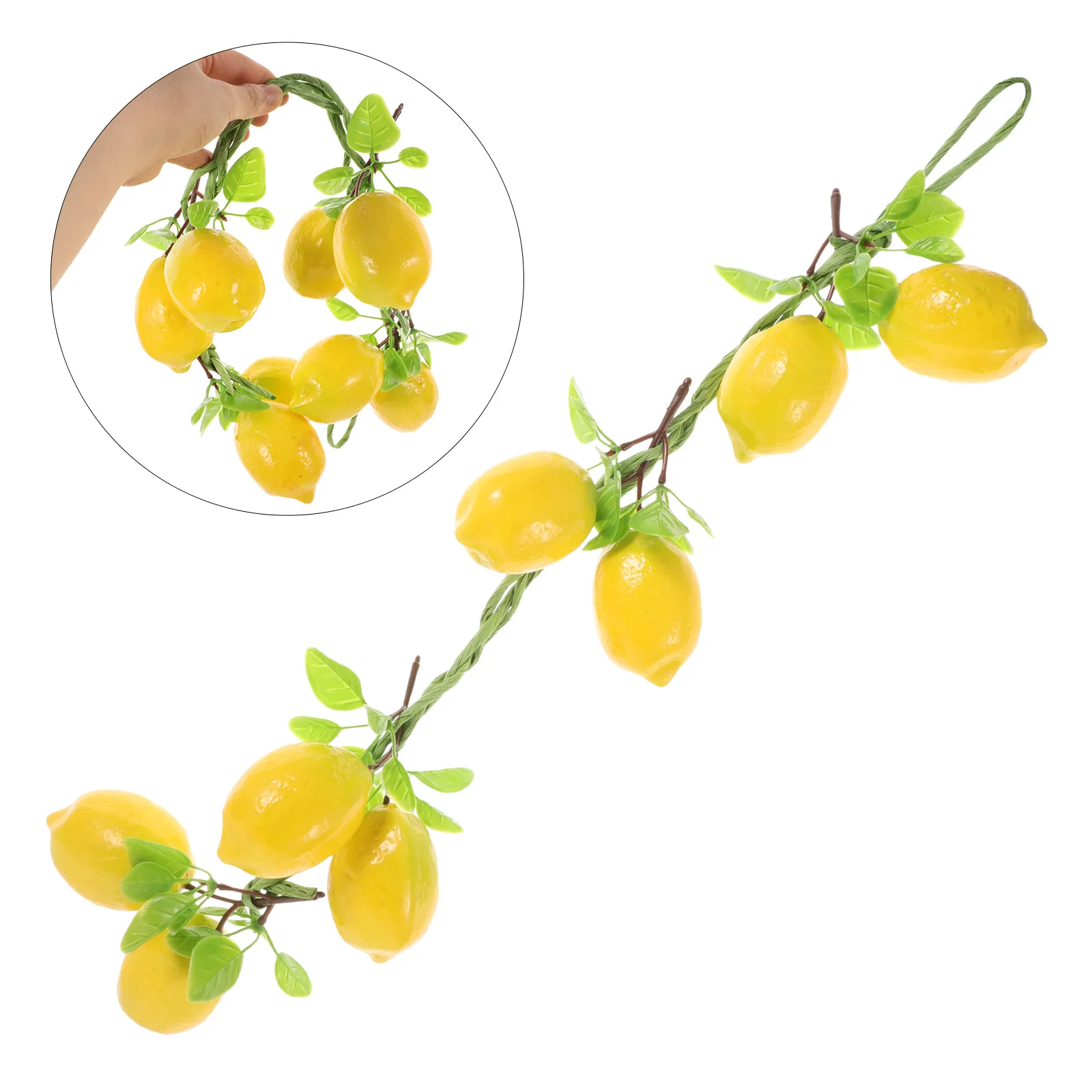 

8 Heads Simulation Lemon String Artificial Faux Yellow Plastic Lemons Home Decor Table Centerpieces Bright Vibration