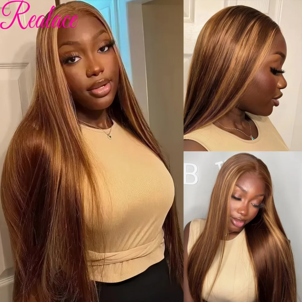 Highlight Straight Lace Front Human Hair Wigs 13x4 Honey Blonde Straight Wig 13x6 Hd Lace Frontal Human Hair Wig 230% For Women