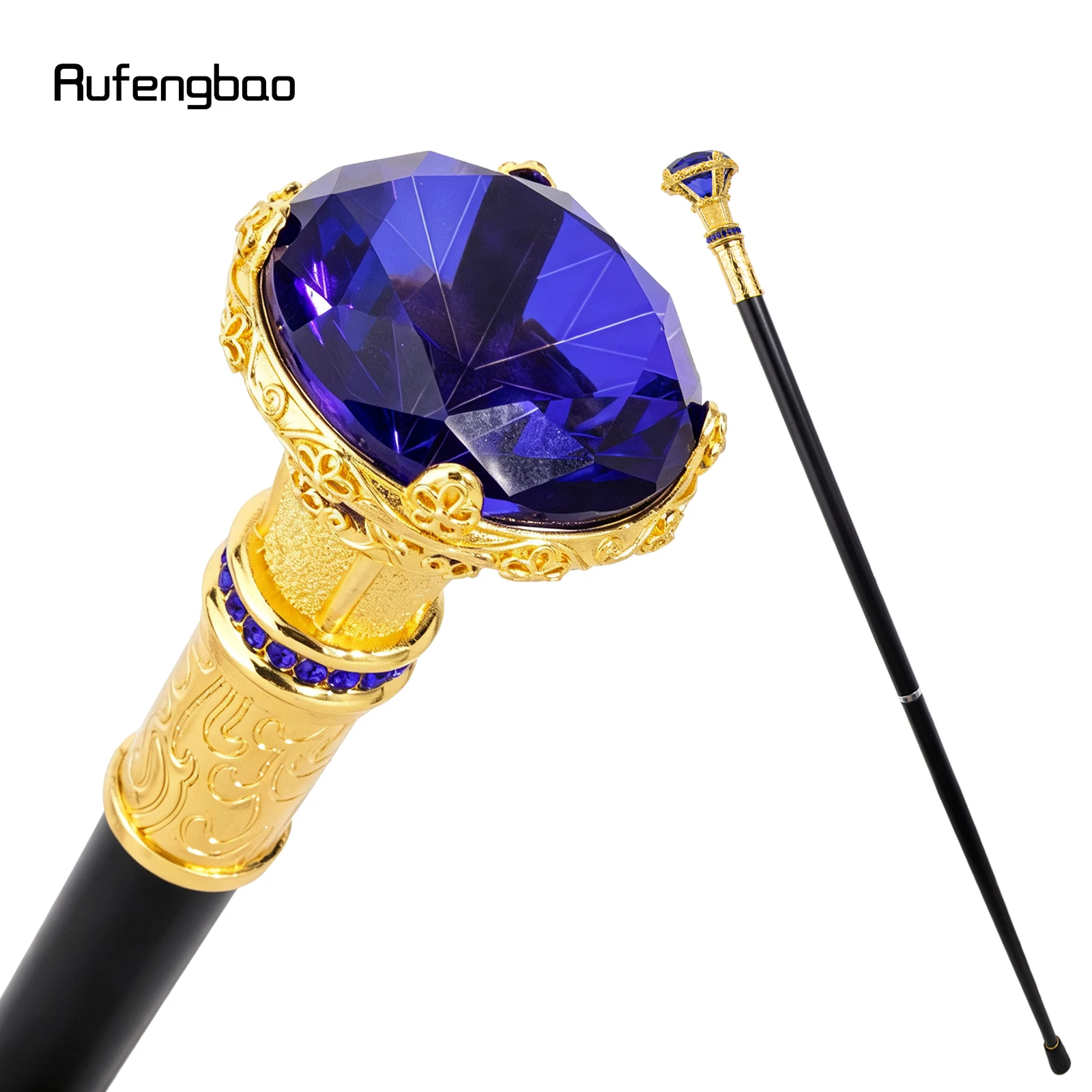 Purple Diamond Type Golden Walking Cane Fashion Decorative Walking Stick Gentleman Elegant Cosplay Cane Knob Crosier 93cm