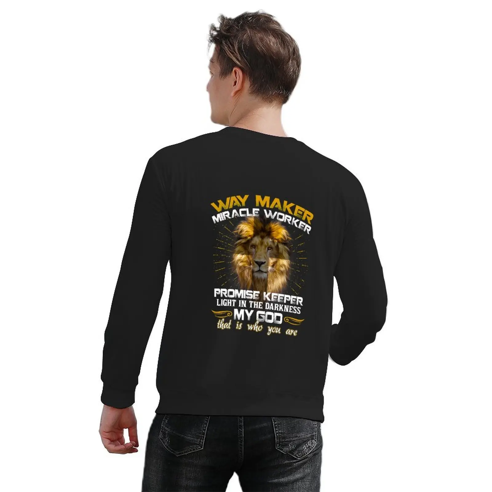Lion Waymaker Miracle Worker lumière dans l'obscurité jésus pull hommes hiver pull vêtements pour hommes nouveaux sweats