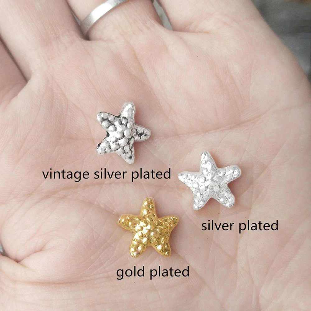 40pcs Starfish Beads For Jewelry Making Diy Handicraft Keychain Bracelets Space Loose Gold Silver Parts Fatter Metal Accessories - view 5