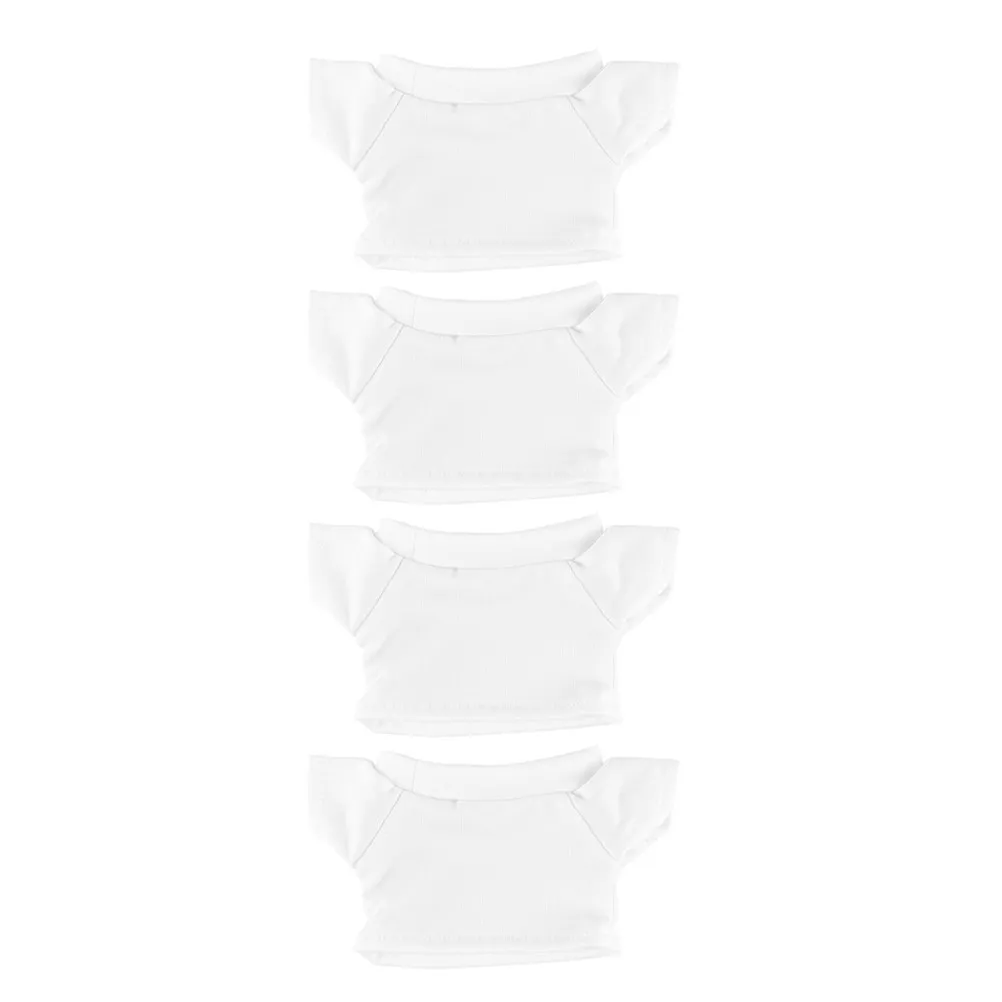 

4Pcs Bear Clothes Basic Solid Color Tee Shirt Stuffed Animal Shirt Replacement Wear-Resistant Accessories for Decor