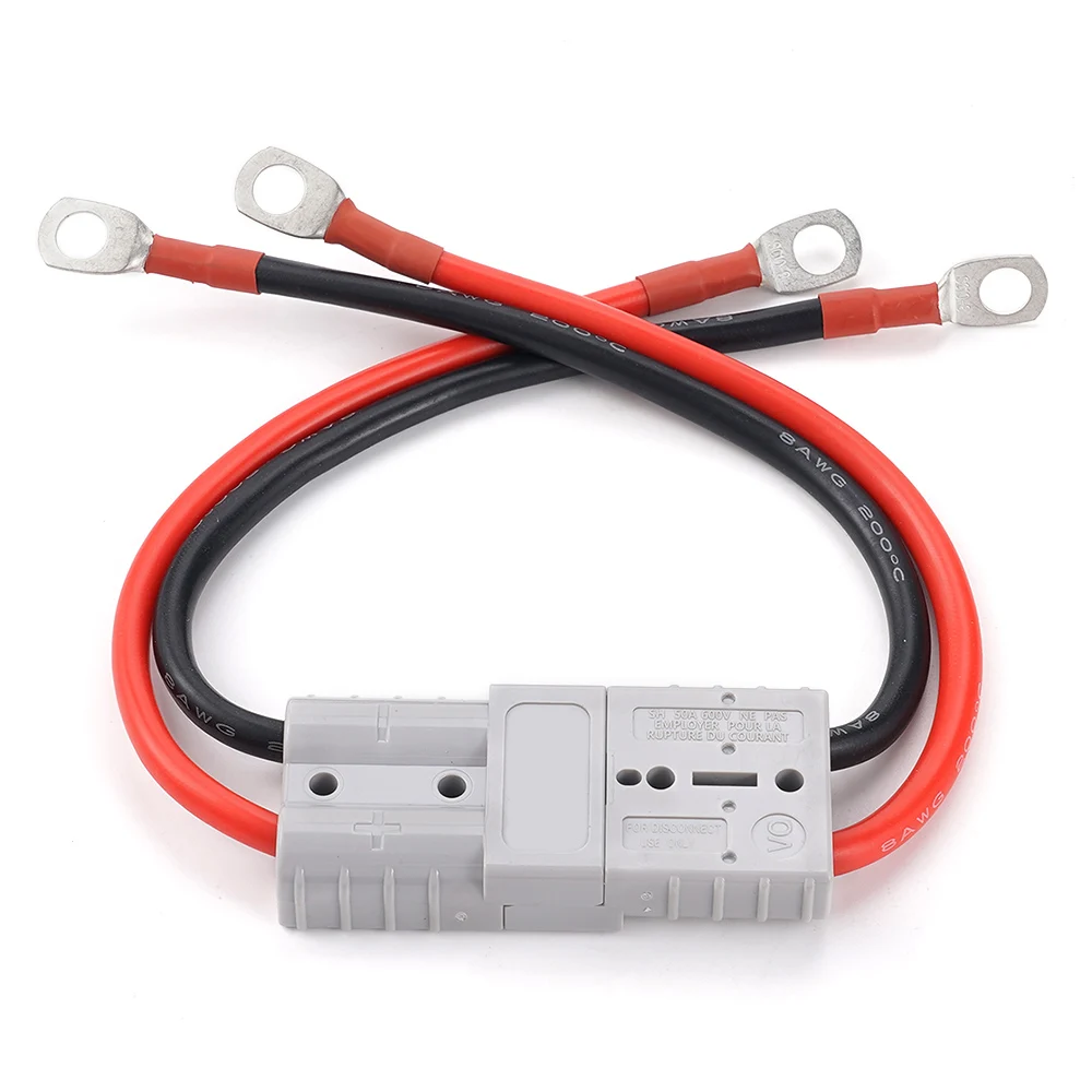 HulitTop Double Pole 50A 600V High Current Plug with 8AWG M8 Silicone Cable Electric Forklift Plug Quick Charging Connector