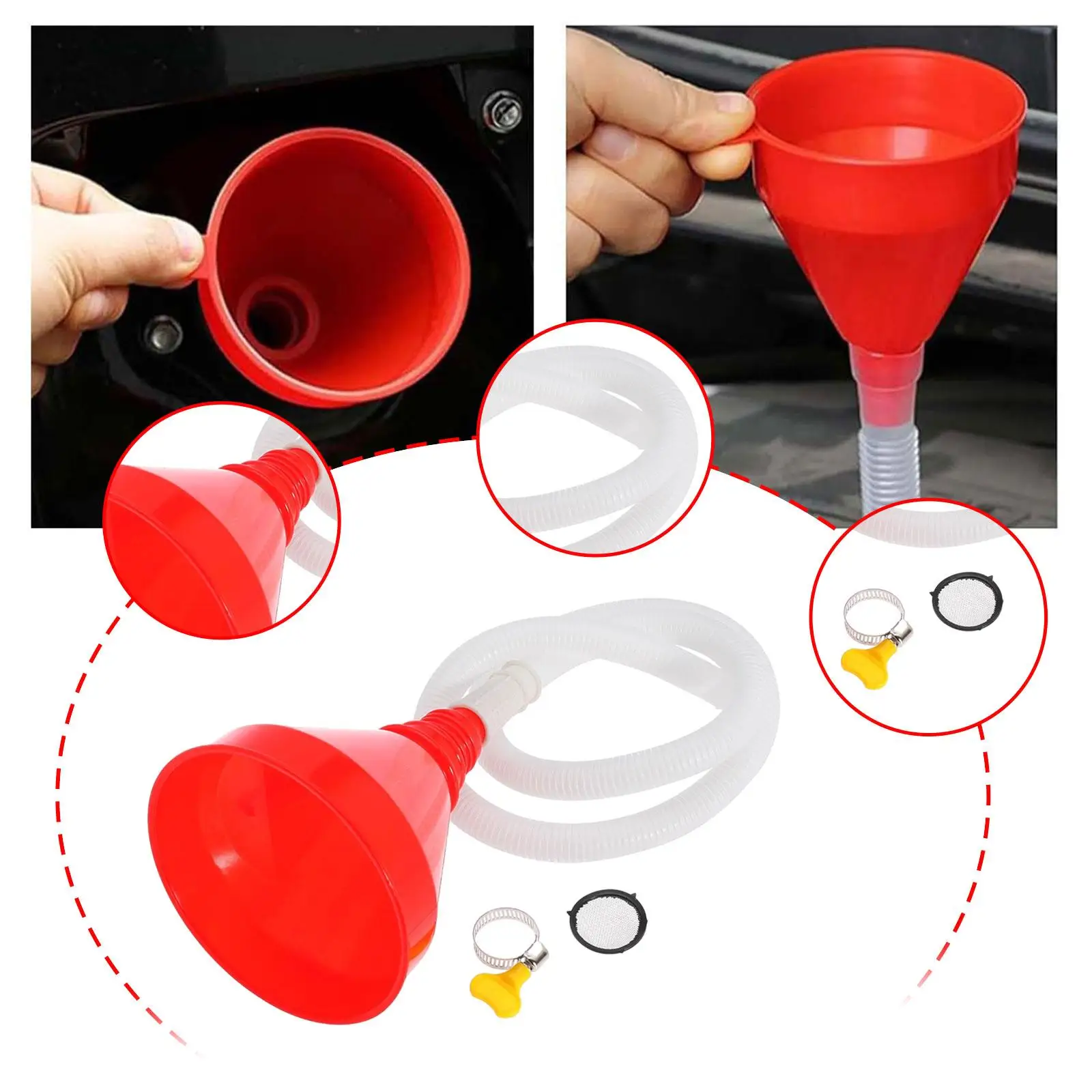 Automotive Oil Funnel Easy to Use Flexible Plastic Tube Universal Leakproof Fuel Filler for Car and Motorcycle Service