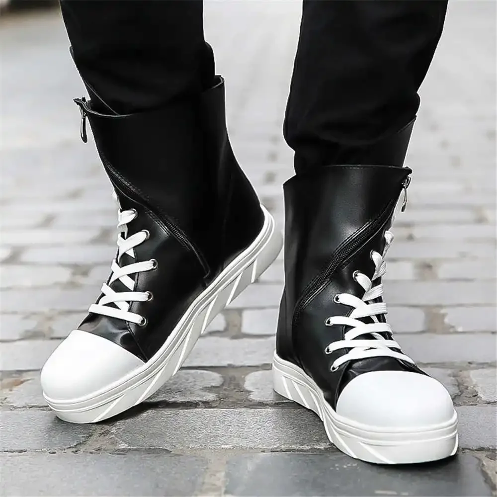 42-43 High-cut Boots Without Heels Cute Slipppers Men's White High Shoes Sneakers Sport Special Wide Universal Brand