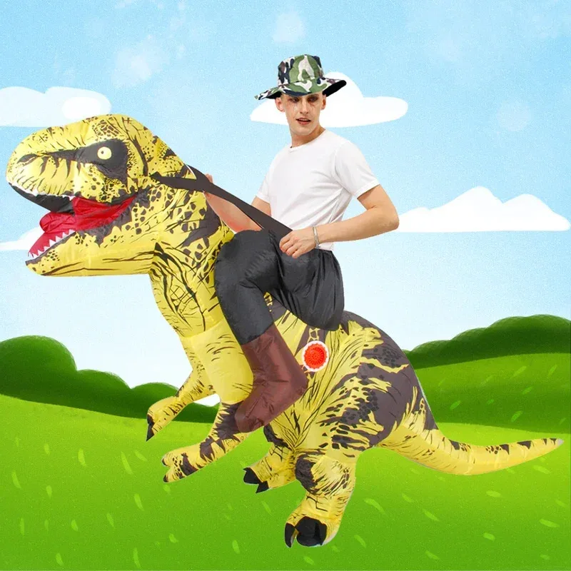 

qq 123Adult Inflatable Tyrannosaurus Rex Outdoor Sports Cosplay Suit Christmas Ride-on Dinosaur Carnival Party