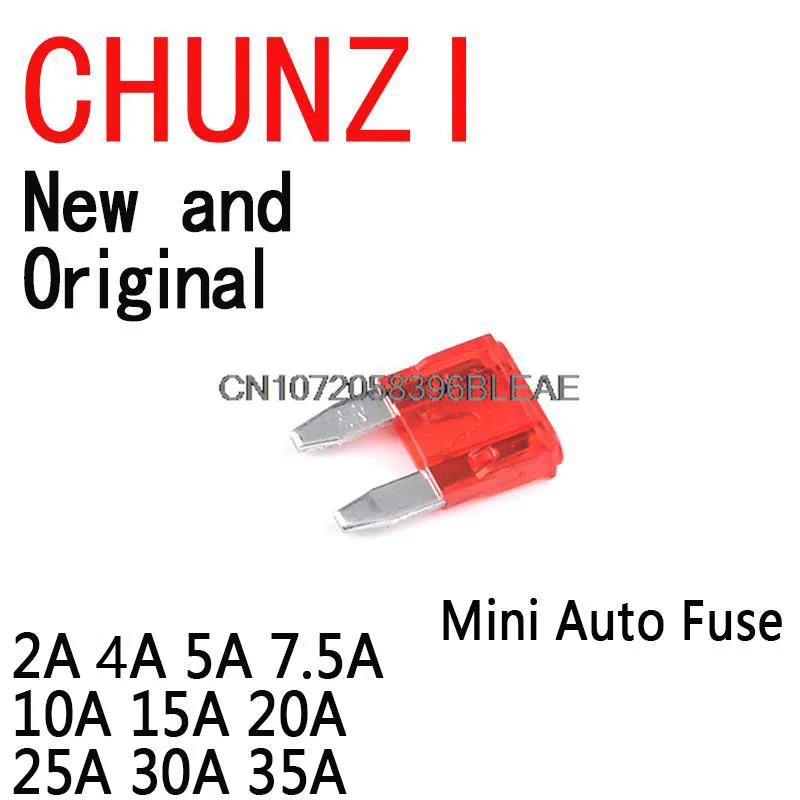 100개 미니 자동차 퓨즈 10가지 값 차량용 퓨즈 블레이드 키트 세트 (박스 포함) 2A 4A 5A 7.5A 10A 15A 20A 25A 30A 35A