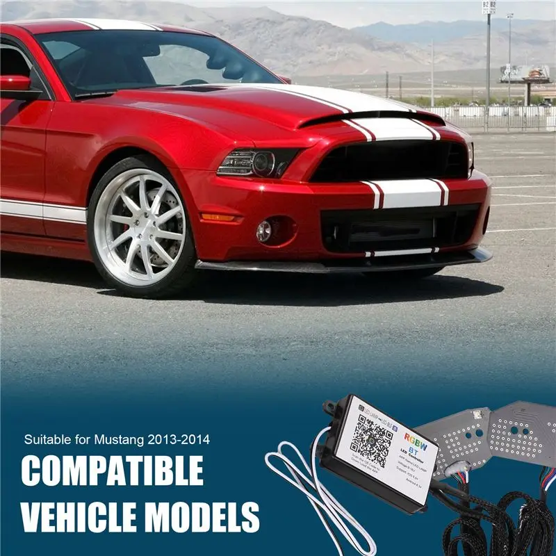 Bluetooth Control RGBW Multicolor LED DRL Board Light Kit Daytime Running Lights For Ford Mustang 2013-2014-A28K view 6