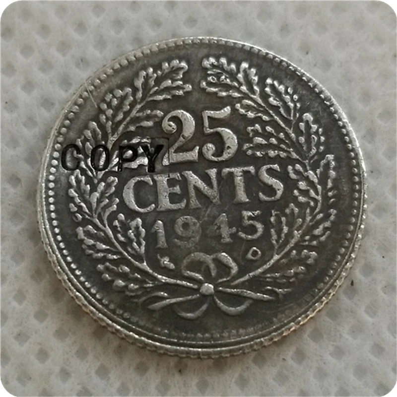 1945 Netherlands 25 Cents - Wilhelmina  COPY COIN