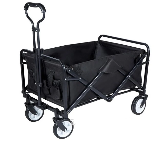 

Portable Camping Trolley Beach Cart With 5 inch Wheels Outdoor Folding Cart Garden Hand Cart Support 100kg