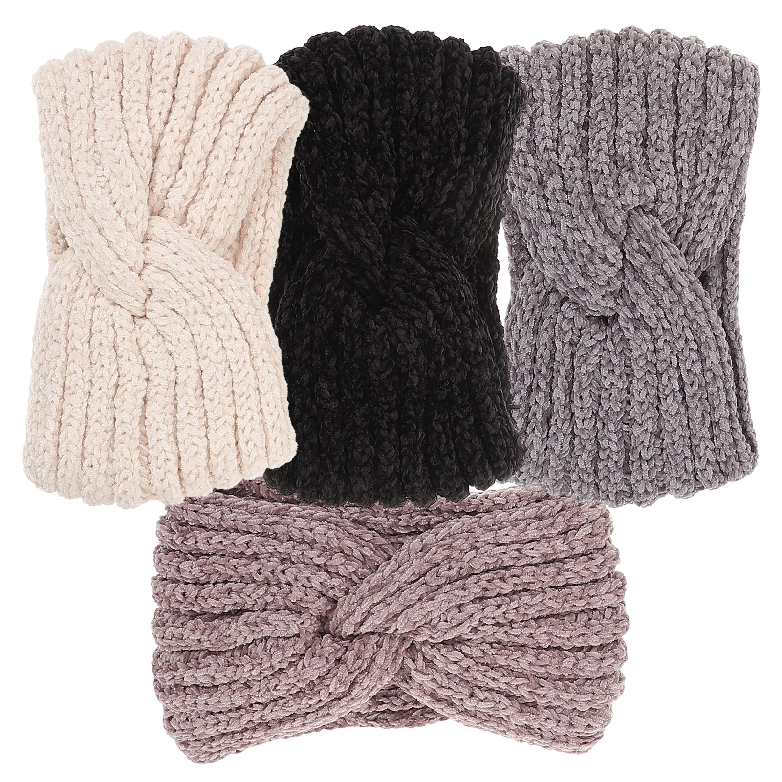 

Warm Chunky Knitted Headband 22x12cm Ear Protection Hair Band for Women Handmade Wool Foldable Yoga Accessories