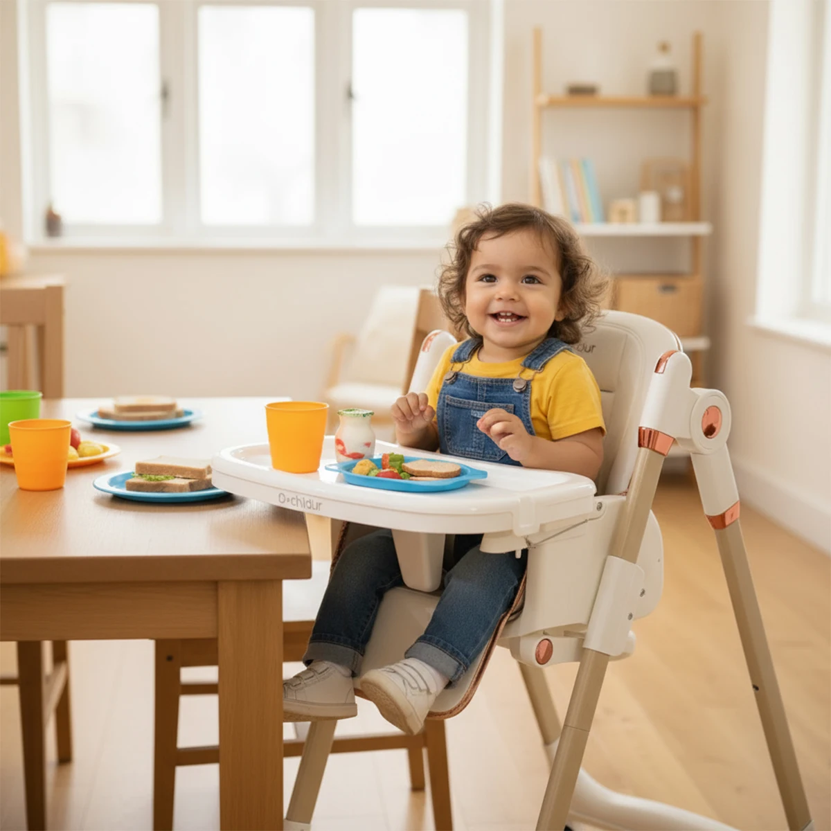 折りたたみ式ベビーハイチェア、ベビーハイチェア、二層式ディナープレート、シートは複数の段階で調整可能、6ヶ月以上