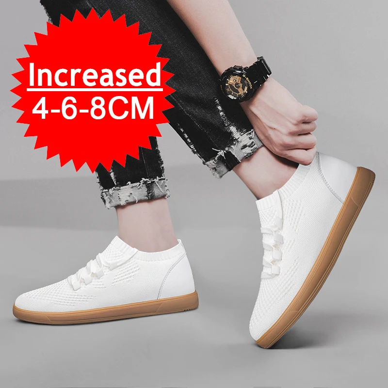 Men Elevator Shoes Breathable Mesh Height Increase Sneakers Shoes Sports Casual Shoes Invisible Inner Heightening 8cm Man Shoes