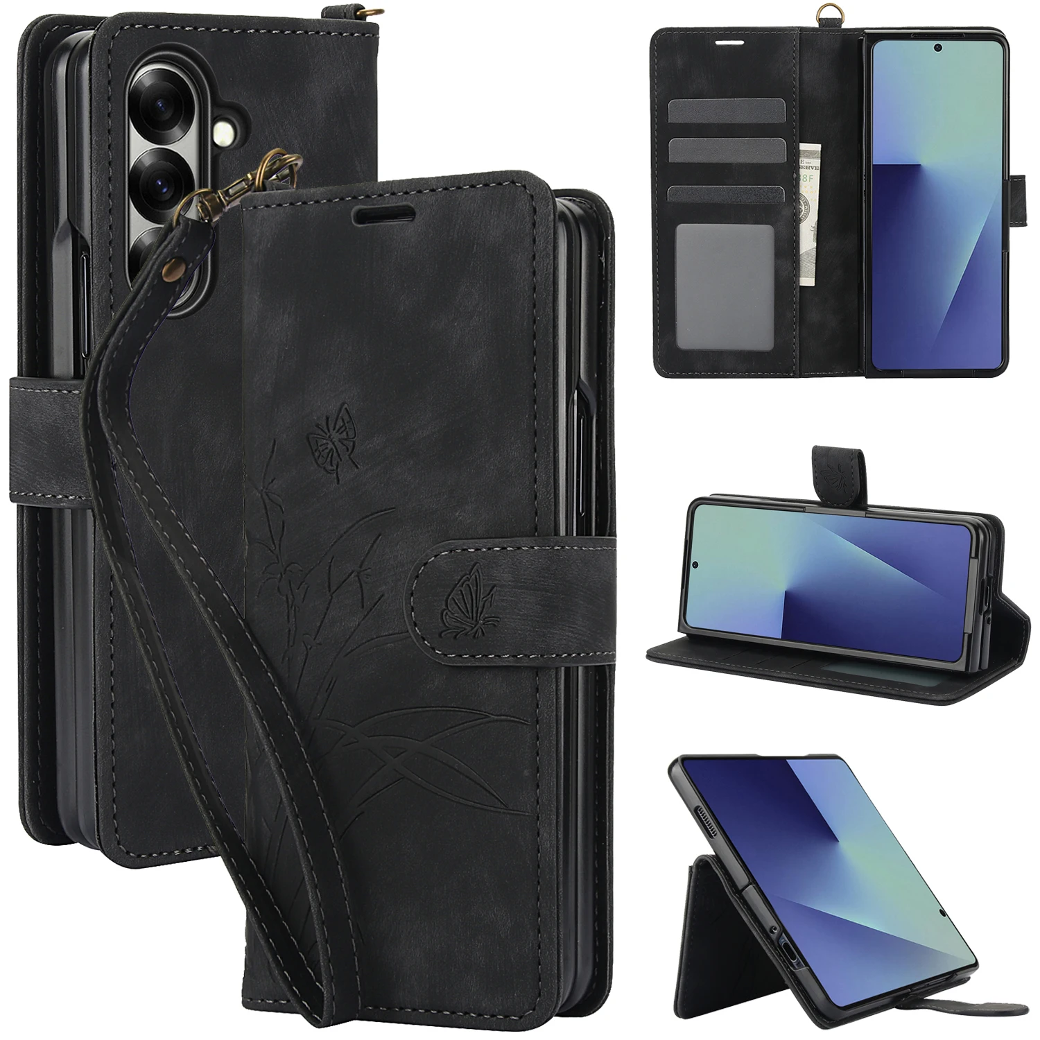 For Samsung Galaxy Z Fold 8 Ultra 7 6 5 4 3 5G Case Luxury Matte Leather Flip Wallet Card Slot Shockproof Back Cover Accessories