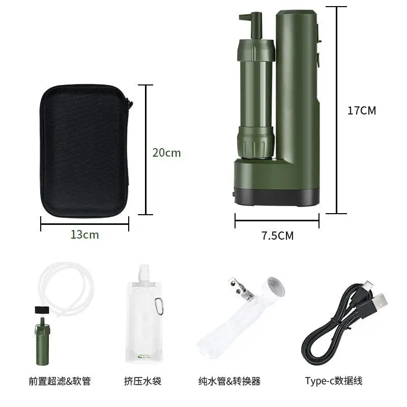 0.01 Micron Personal Camping Mini Portable Electric Drinking Water Filter Purifier Multifunctional Tool for Campsites