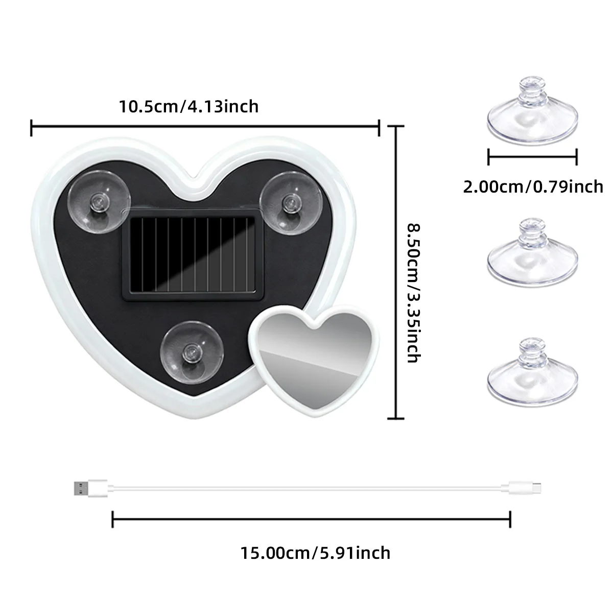 1pcs LED Solar Powered Heart-shaped Colorful Neon Light Car Triangle Window LED Ambient Atmosphere Light Rear Window Decoration