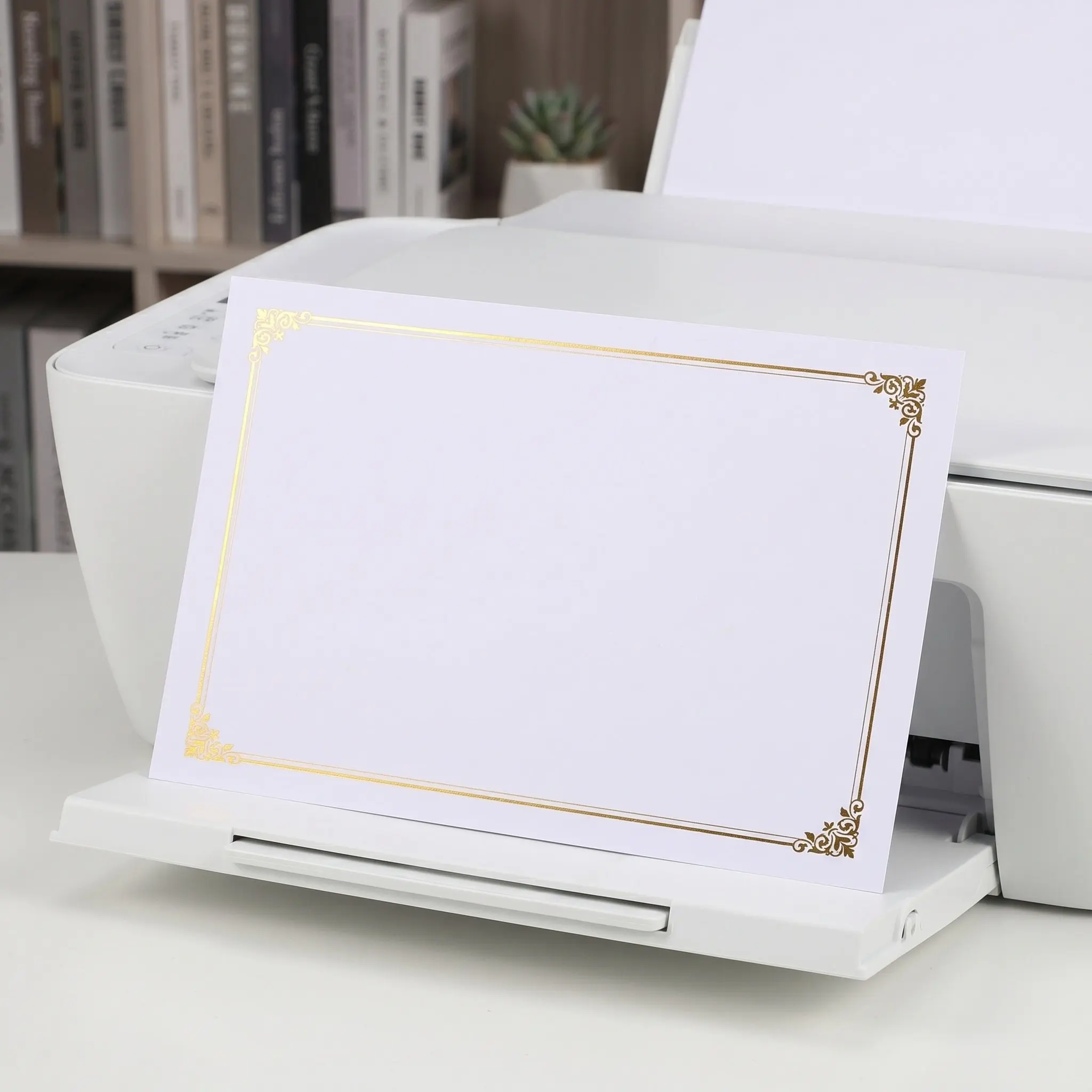 10Pcs A4 Blank Certificate Paper Heavyweight Gold Foil Accented Certificate Paper for Diplomas Awards Classroom Achievements