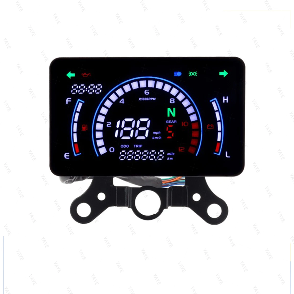 

Digital Motorcycle Speedometer Motobike Dashboard With Bracket Tachometer Voltage Mileage Universal Indicator