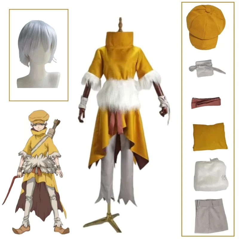 

Anime Dr. Stone Saionji Ukyo Cosplay Costume Wig with Hat Halloween Woman Man Full Sets Uniform 2025
