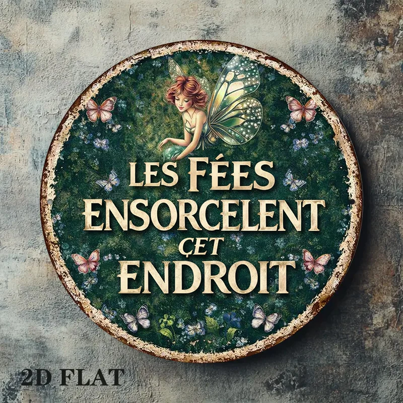 2D Flat - 1pc 8*8In/20X20Cm 2D Flat Round Sign, Vintage Plaque about 