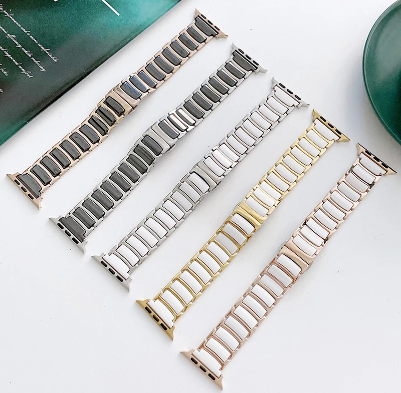 Ceramics Bracelet for Apple Watch 49mm Band 45mm 44mm 42mm 41mm 40mm 38mm Link Wristband for iWatch Ultra SE 8 7 6 5 4 3 Correa