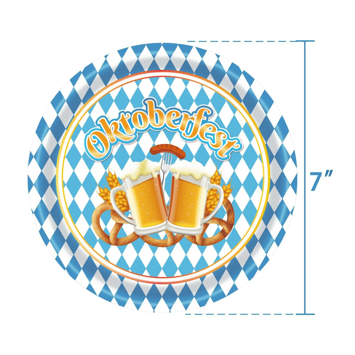 124pcs Munich Oktoberfest Themed Party Tableware Blue and White Checkered Paper Tray Tissue Tablecloth Set Birthday Decoration