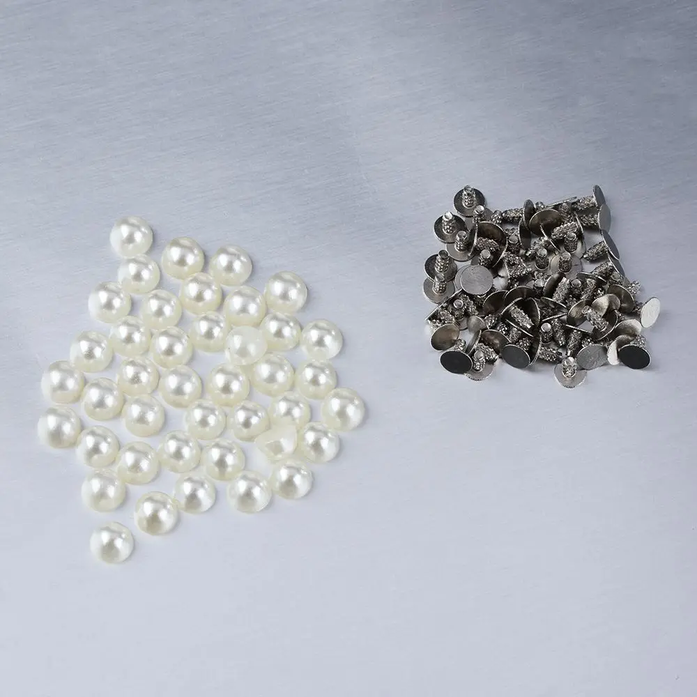 30/50pcs Hat Bag Decoration Garment DIY Pearl Rivets Cloth Button Half Round Scrapbooking