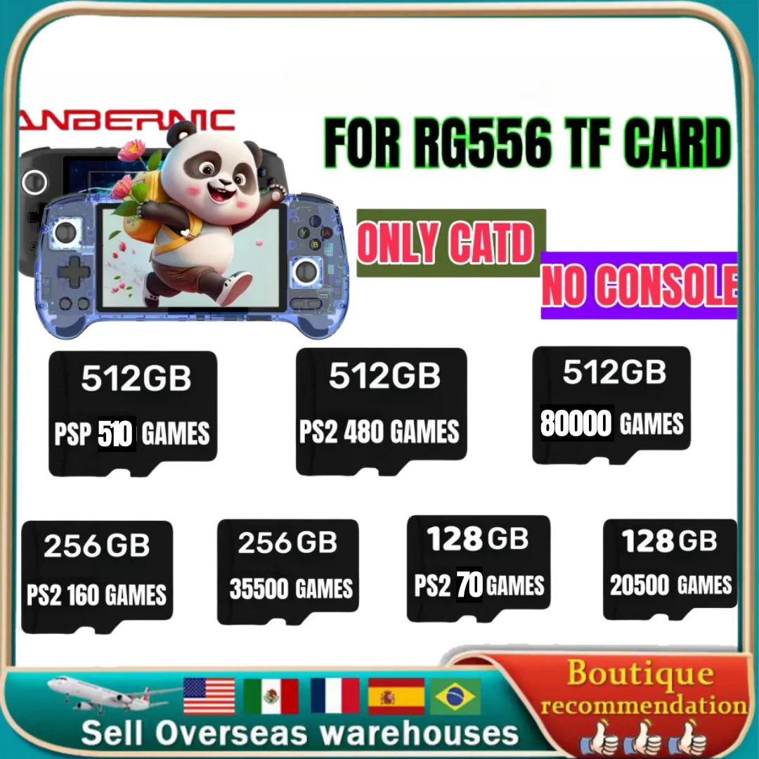 FOR ANBERNIC RG556 TF Card Portable PS2 Handheld Game Console 80000 Games  512G Video Game Consoles sd card Memory Card GAMECARD