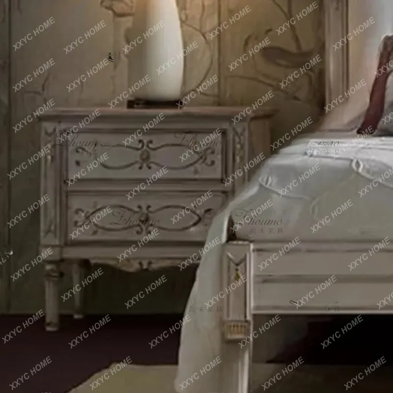 XX Neoclassical carved buckle double bed  light luxury retro bed hand-carved master bedroom solid wood wedding bed