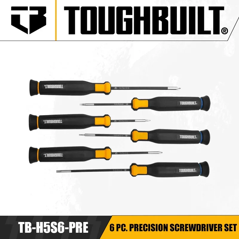 TOUGHBUILT TB-H5S6-PRE 6 Pc. Precision Screwdriver Set Screwdrivers with Magnetism Screw Driver Set Hand Tools