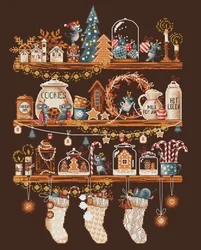 Christmas Shelf 37-46 Embroidery,DIY 14CT Unprinted Arts Cross stitch kits Set Cross-Stitching Home Decor
