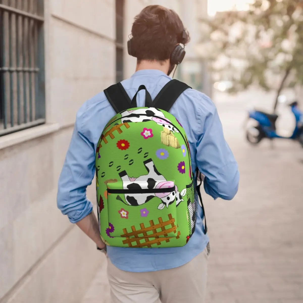 Farmyard Cow And Tractor Backpack Student BookBag Kids School Bag Laptop Shoulder Bags for Men Women