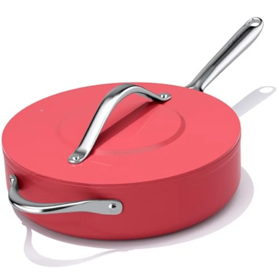 

Nonstick Ceramic Sauté Pan with Lid 4.5 qt 11" Deep Frying Pan for All Cooktops Non Toxic Skillet PTFE/PFAS Free Dishwasher and