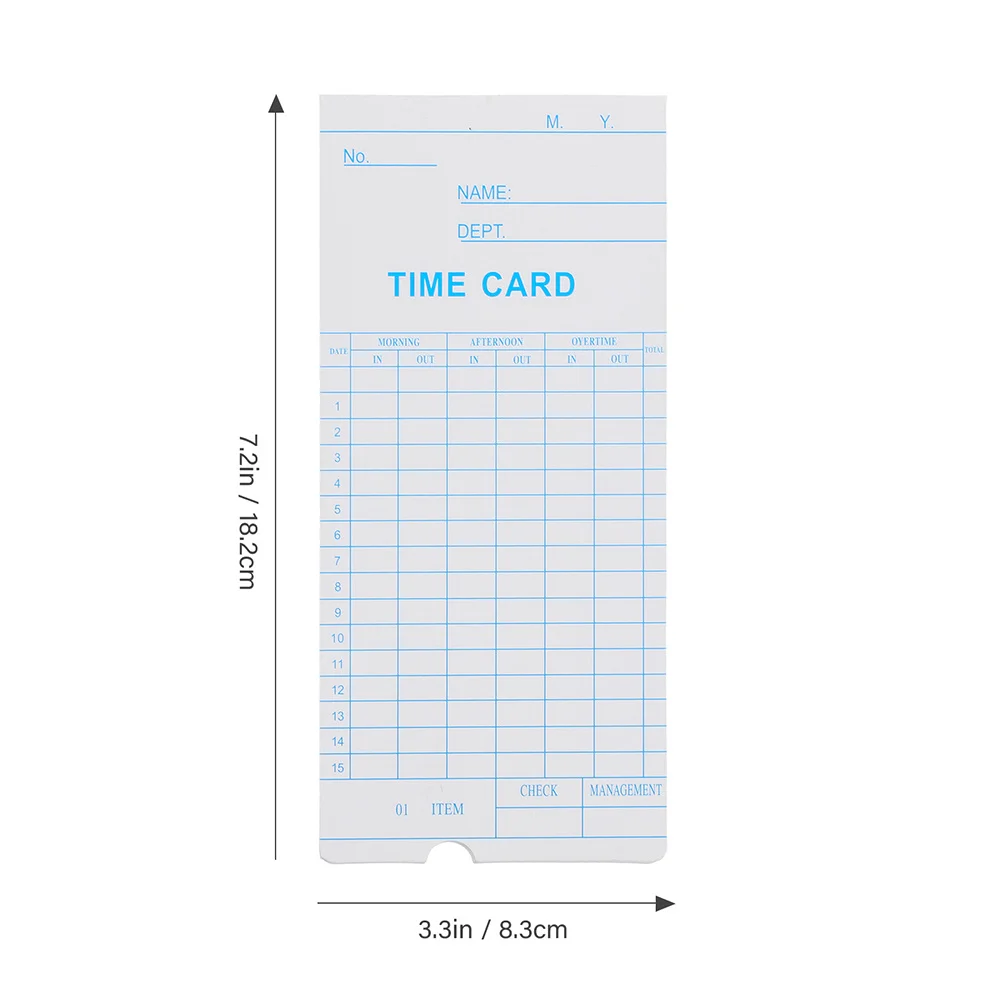 Feuilles de temps hebdomadaires, 100 pièces, gestion des présences des employés, impression claire et lisible, conception, utilisation au bureau et au Restaurant