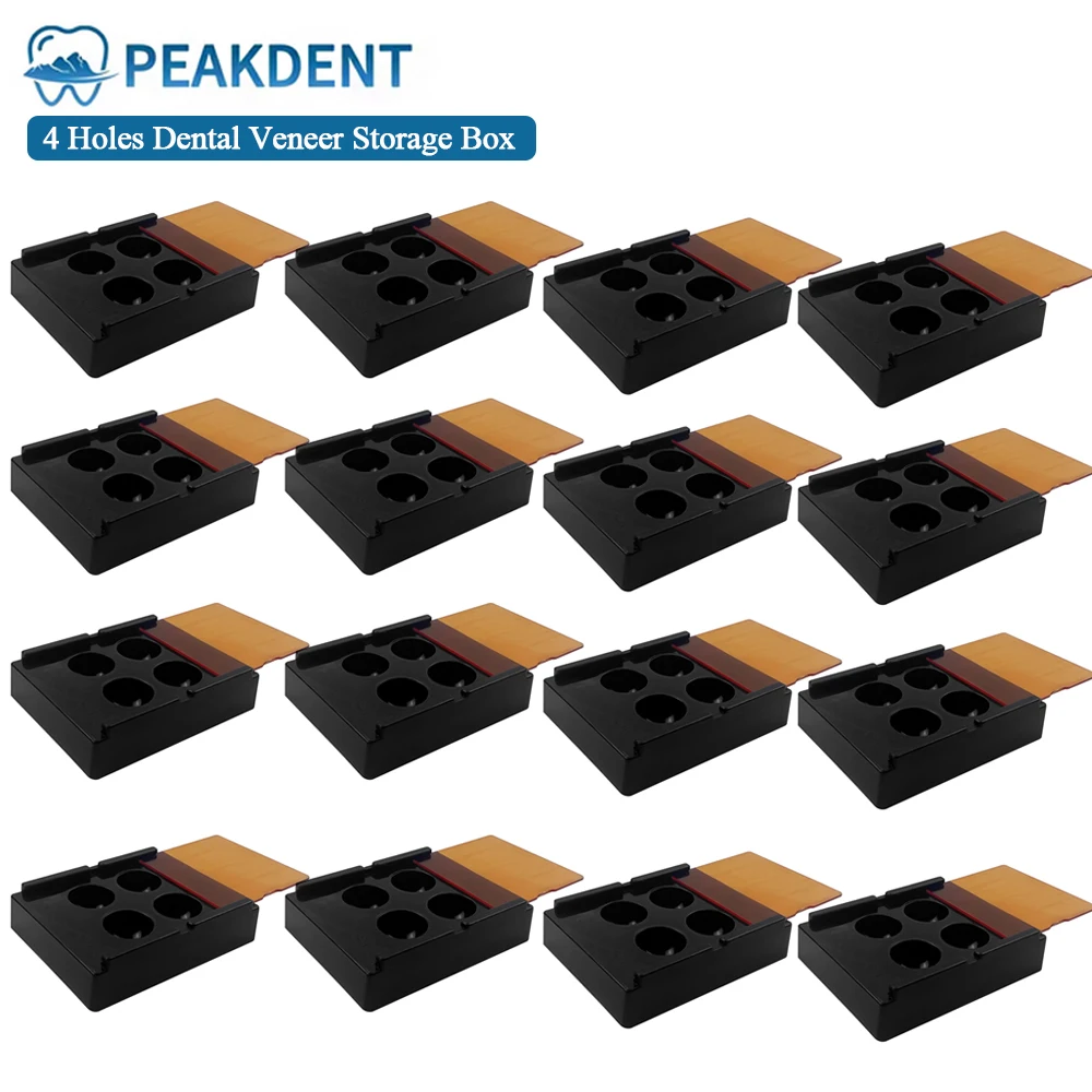 

4 Holes Dental Veneer Storage Box Dental Resin Shade Light Teeth Patch Shading Light Storage Case Denture Retainer Molar Boxes