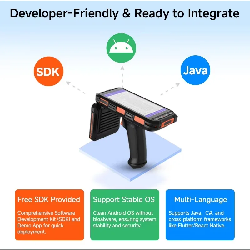 Tracker Ear Tag Reader Handheld Android 13 PDA Scanner for Cattle Sheep Animal Farm