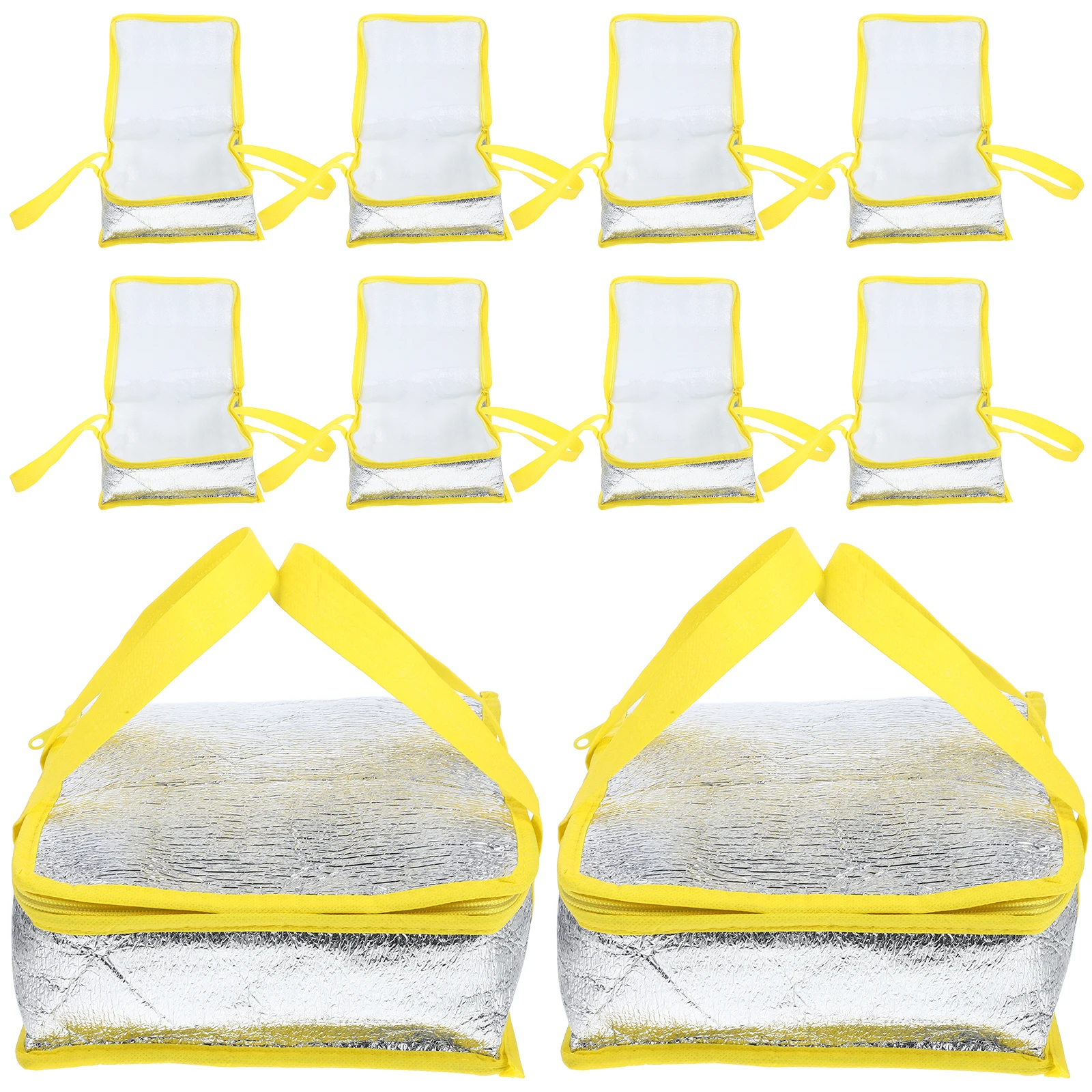 

10PCS Pizza Insulation Bag Thickened Aluminum Foil Preservation Thermal Delivery Cooler Reusable Food Shopping Kitchen Bar