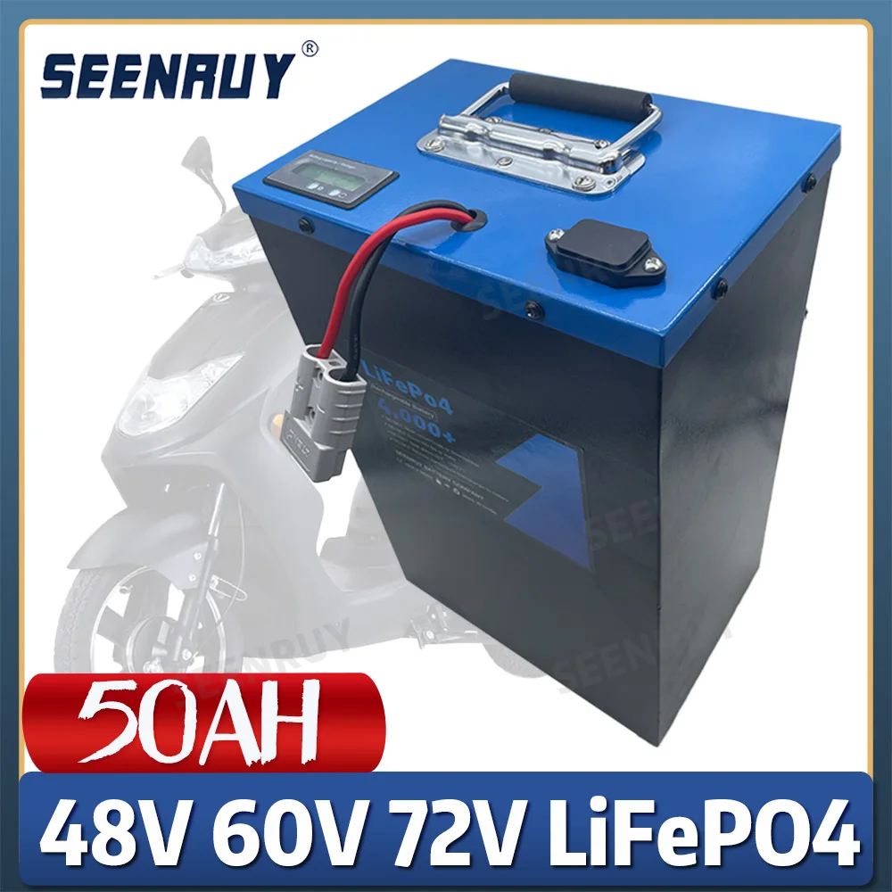 SEENRUY LiFePO4 akumulator litowy 48V 60V 72V 50Ah skuter motocykl wbudowany BMS dla 2000W 3000W 5000W wózek elektryczny