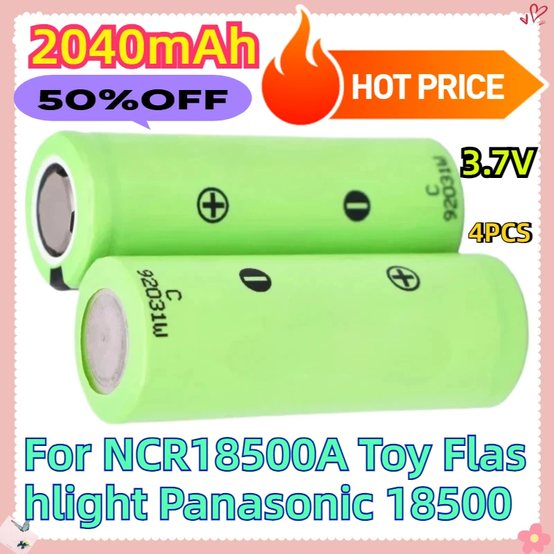 

For NCR18500A Toy Flashlight Panasonic 3.7V 18500 2040mah 4pcs