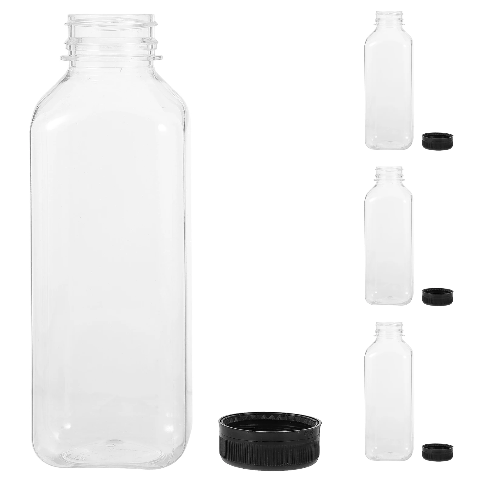 

4pcs Transparent Beverage Storage Bottles Empty Juice Containers PET Plastic BPA Safe Water Dispensers