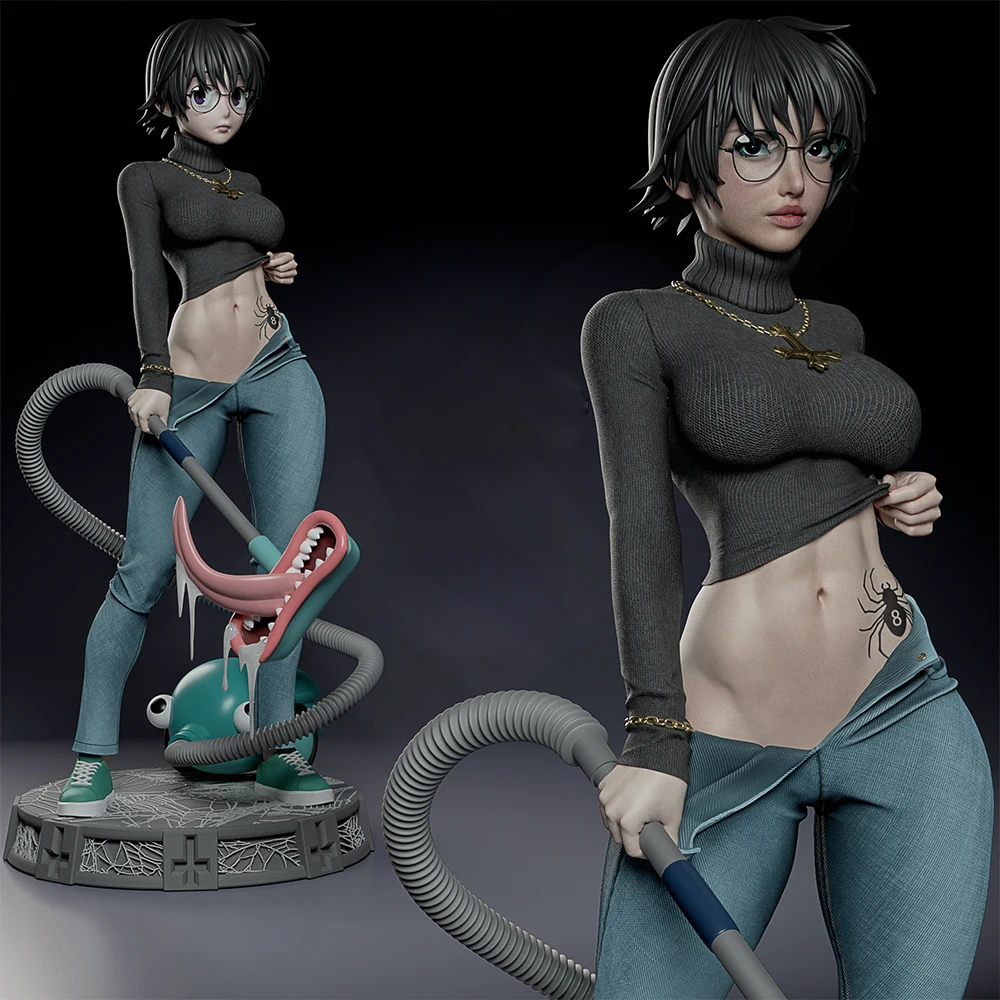 Modelo impreso en 3D de resina gris, aspiradora Monster, estatua de belleza, modelo en miniatura, juguete sin montar, sin pintar, Kit de modelo GK, 1/24