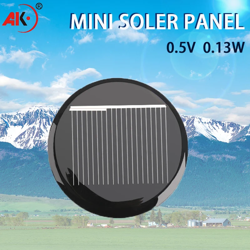 AK Mini Solar Panel circular45mm 0.13W 0.5V Small Cell Module Polysilicon Board Portable Outdoor DIY Solar Charger Solar charg