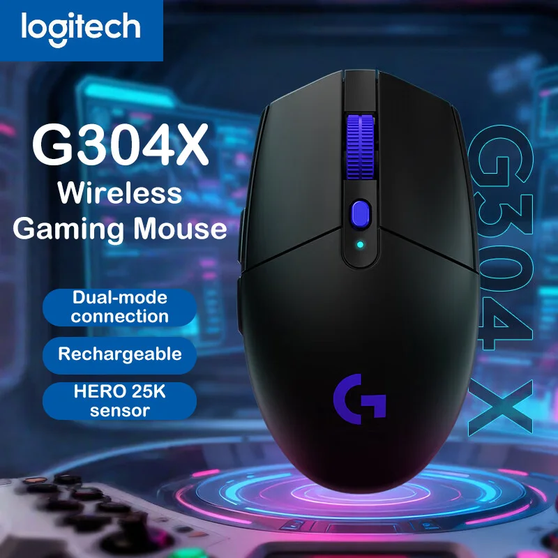 Logitech G304X Wireless Gaming Mouse 57g Light Dual Mode 6 Programmable Buttons Long Battery Life For FPS Valorant LOL PC Game